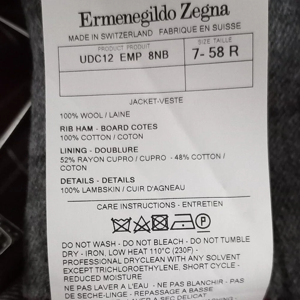 ERMENEGILDO ZEGNA thin wool grey windowpane check suit jacket blazer - Picture 15 of 16